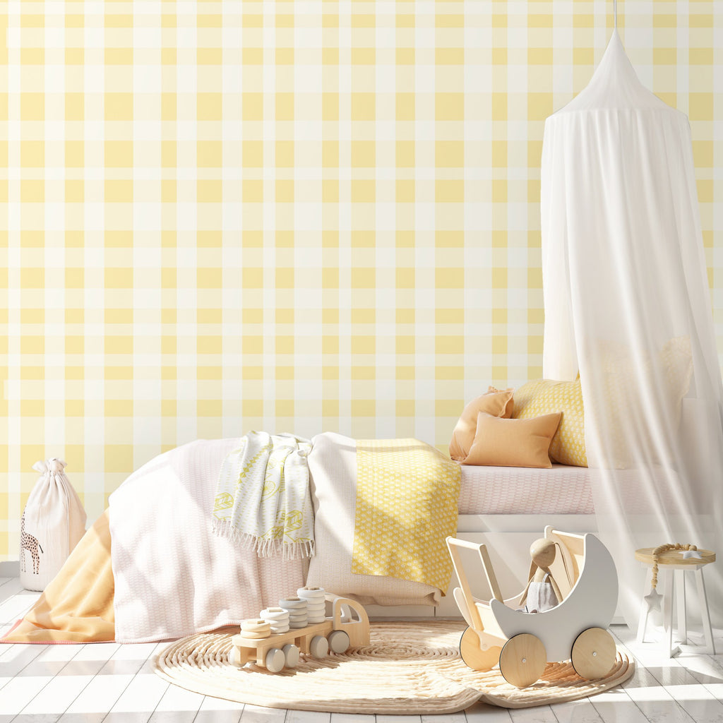 PRE-ORDER: Hamptons Check | Removable Wallpaper | Full & Half Walls Wallpaper Blond + Noir 