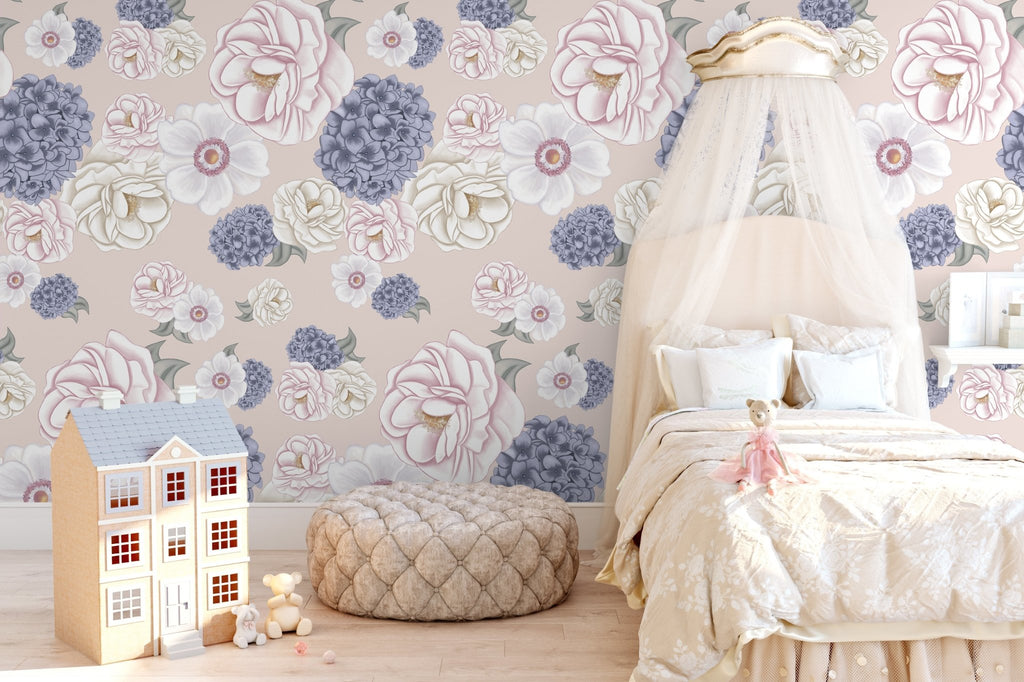 PRE-ORDER: La Mairie Florals | Removable Wallpaper | Full & Half Walls Wallpaper Blond + Noir 