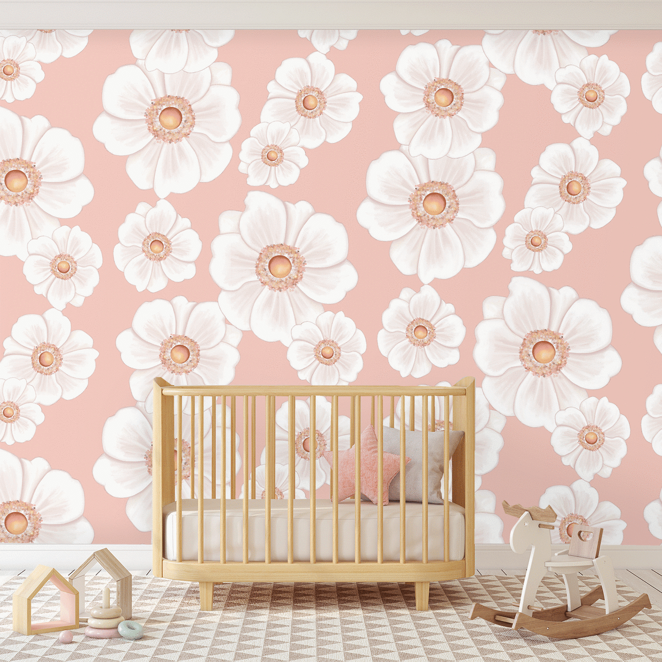 PRE-ORDER: Lola | Daisy Florals | Removable Wallpaper | Full & Half Walls Wallpaper Blond + Noir 