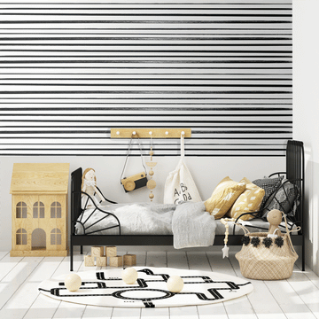 PRE-ORDER: Painted Horizontal Stripes | Removable Wallpaper | Full & Half Walls Wallpaper Blond + Noir 