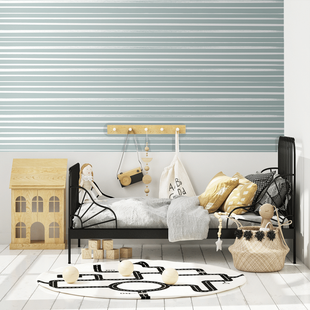 PRE-ORDER: Painted Horizontal Stripes | Removable Wallpaper | Full & Half Walls Wallpaper Blond + Noir 