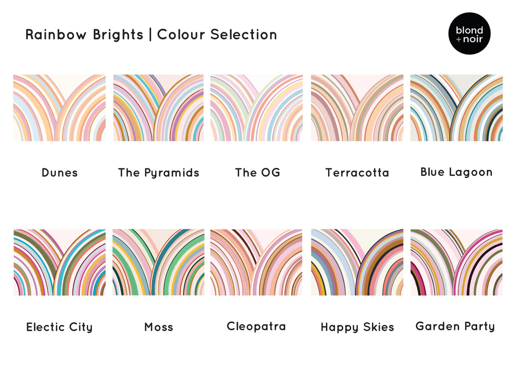 PRE-ORDER: Rainbow Brights | Removable Wallpaper | Full & Half Walls Wallpaper Blond + Noir 