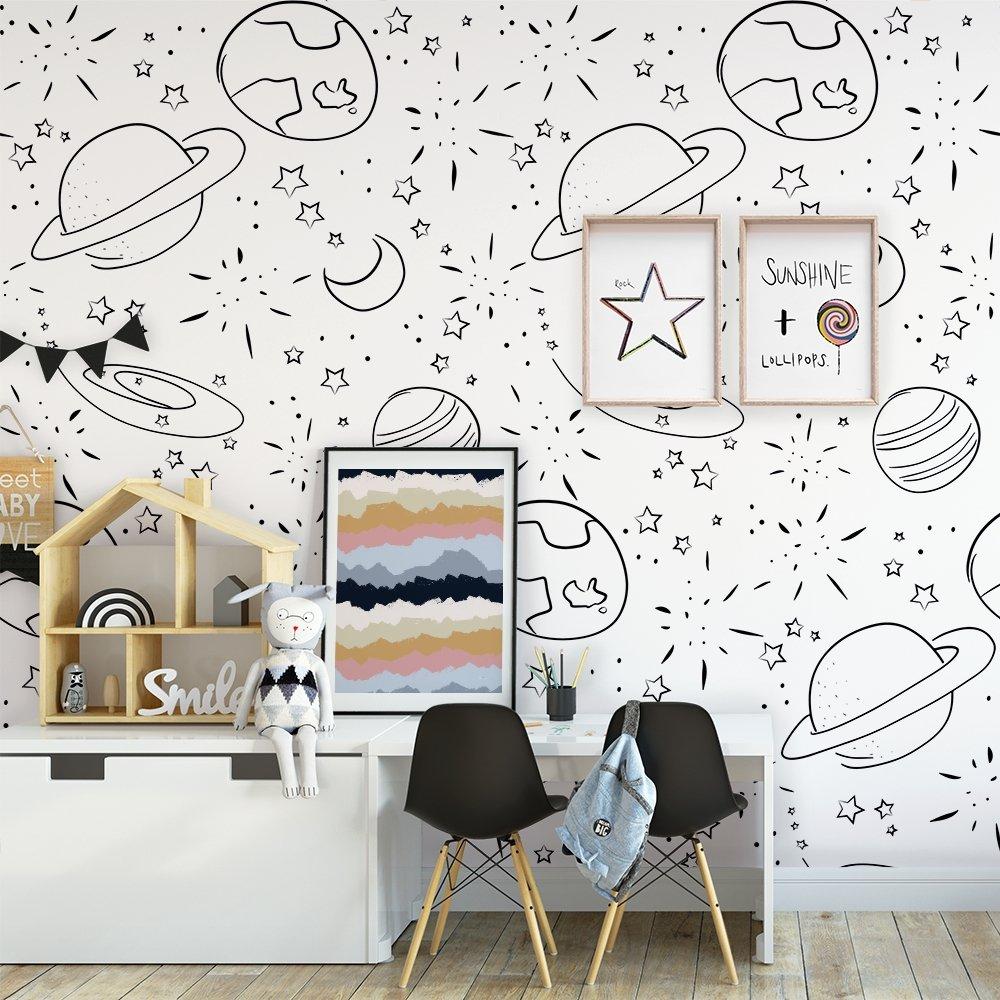 PRE-ORDER: Space | Removable Wallpaper | Full & Half Walls Wallpaper Blond + Noir 