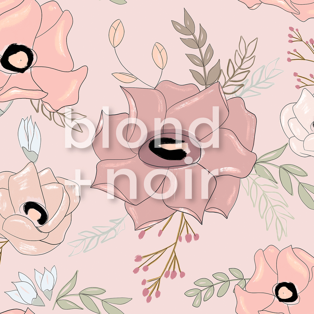 PRE-ORDER: Vivienne Floral | Removable Wallpaper | Full & Half Walls Wallpaper Blond + Noir 