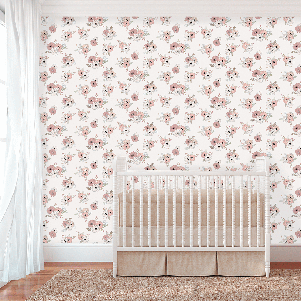 PRE-ORDER: Vivienne Floral | Removable Wallpaper | Full & Half Walls Wallpaper Blond + Noir 