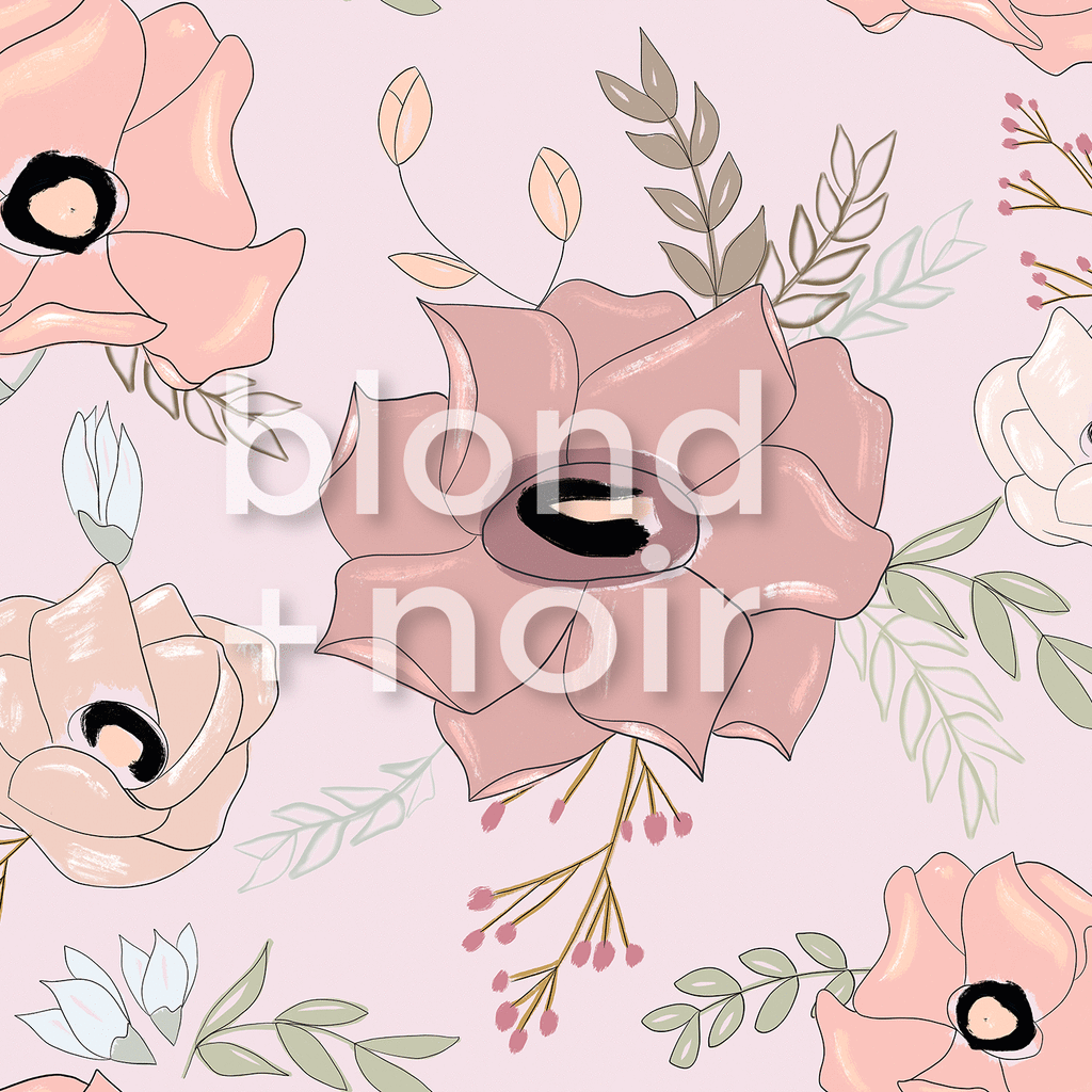 PRE-ORDER: Vivienne Floral | Removable Wallpaper | Full & Half Walls Wallpaper Blond + Noir 