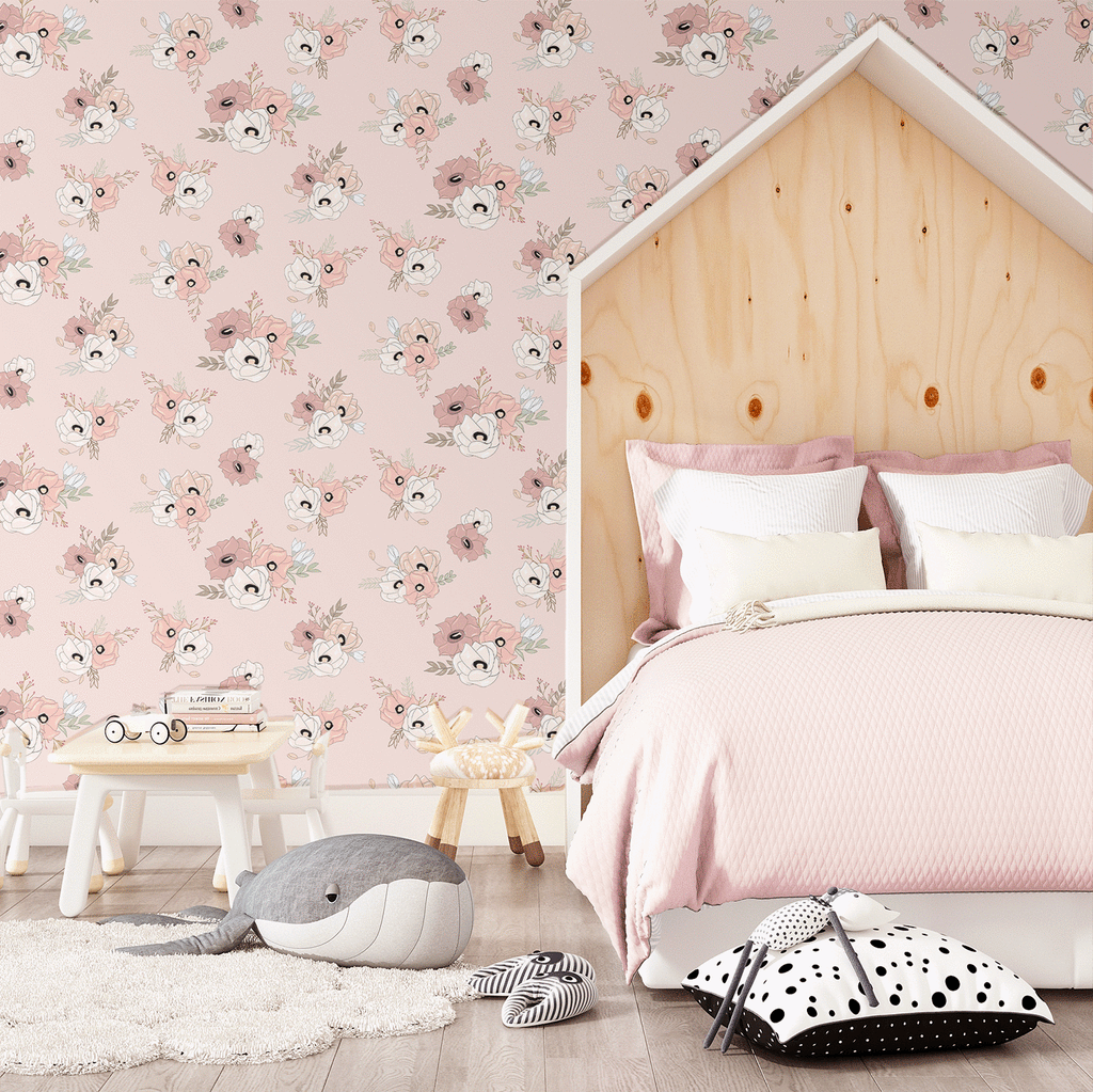PRE-ORDER: Vivienne Floral | Removable Wallpaper | Full & Half Walls Wallpaper Blond + Noir 