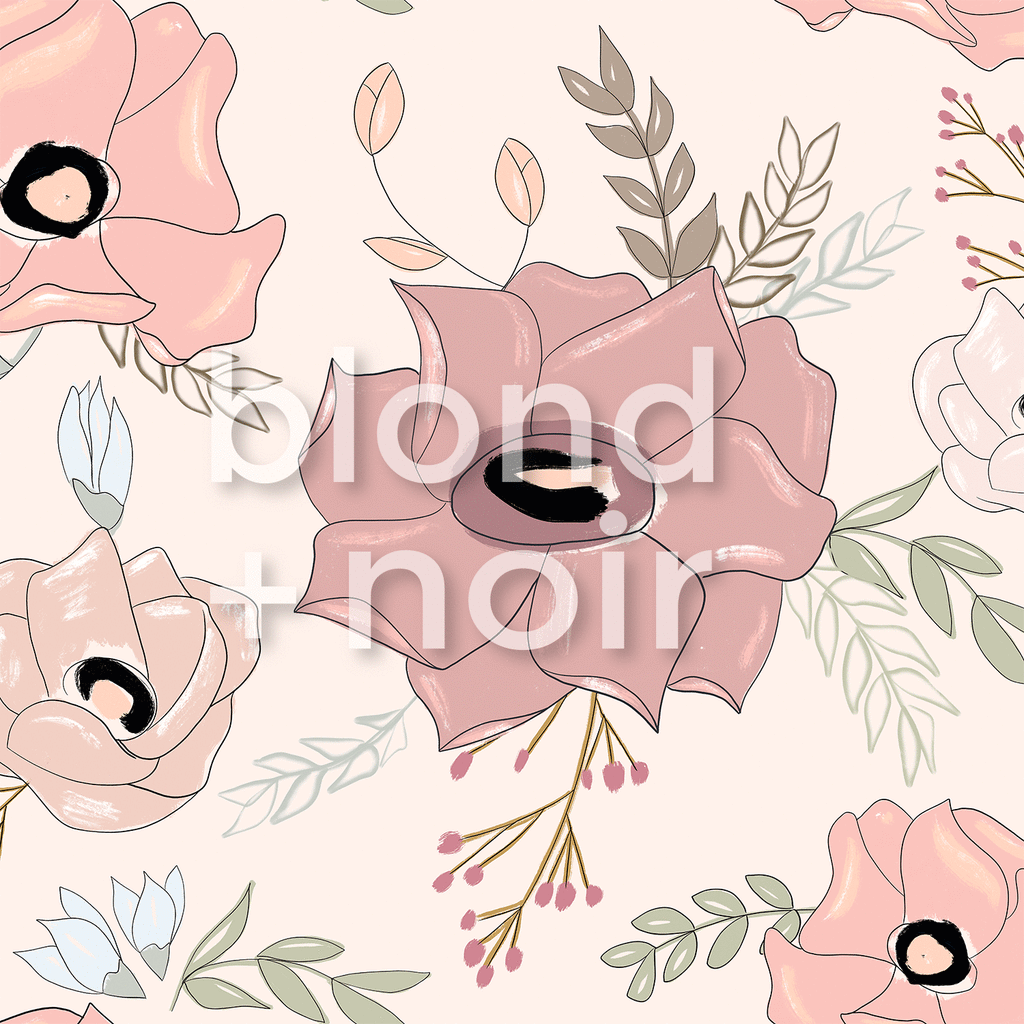 PRE-ORDER: Vivienne Floral | Removable Wallpaper | Full & Half Walls Wallpaper Blond + Noir 