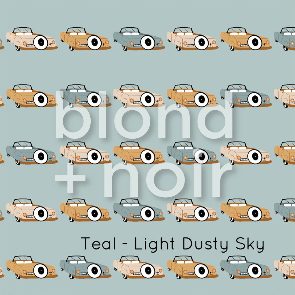 Retro Cars - Sage, Pink or Teal | Full & Half Wall Wallpaper Wallpaper Blond + Noir 