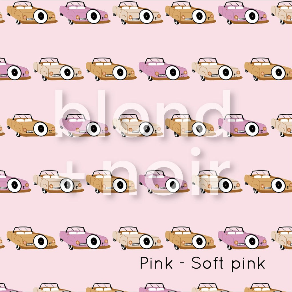 Retro Cars - Sage, Pink or Teal | Full & Half Wall Wallpaper Wallpaper Blond + Noir 