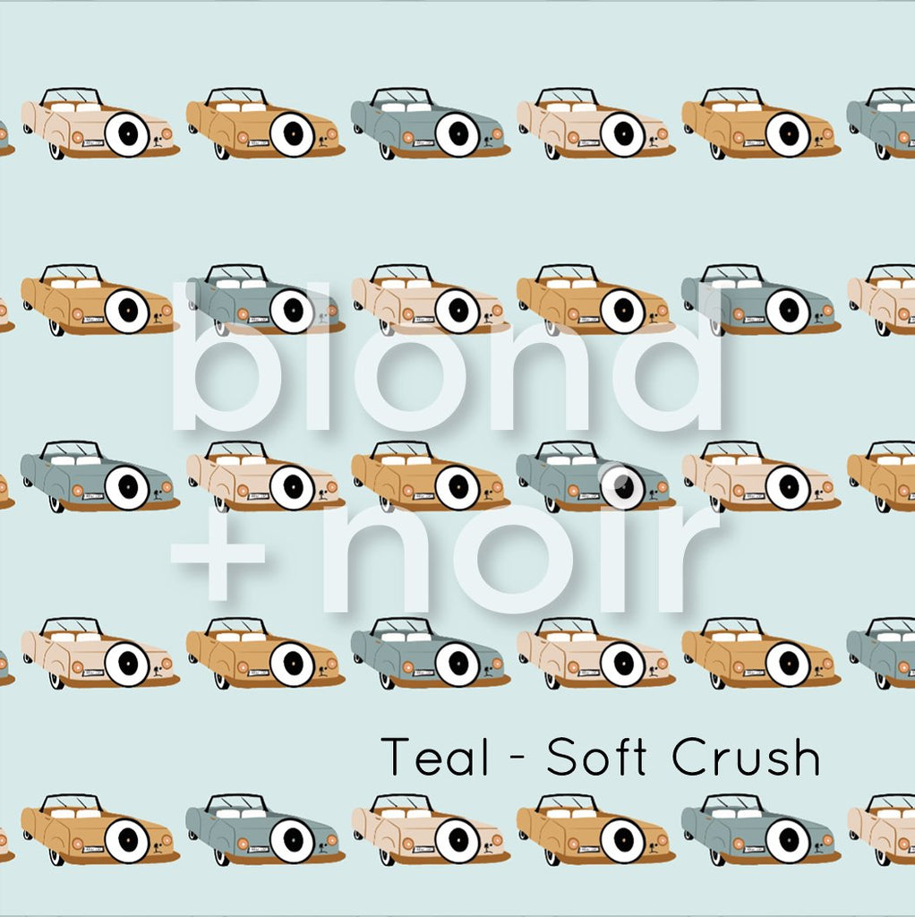 Retro Cars - Sage, Pink or Teal | Full & Half Wall Wallpaper Wallpaper Blond + Noir 
