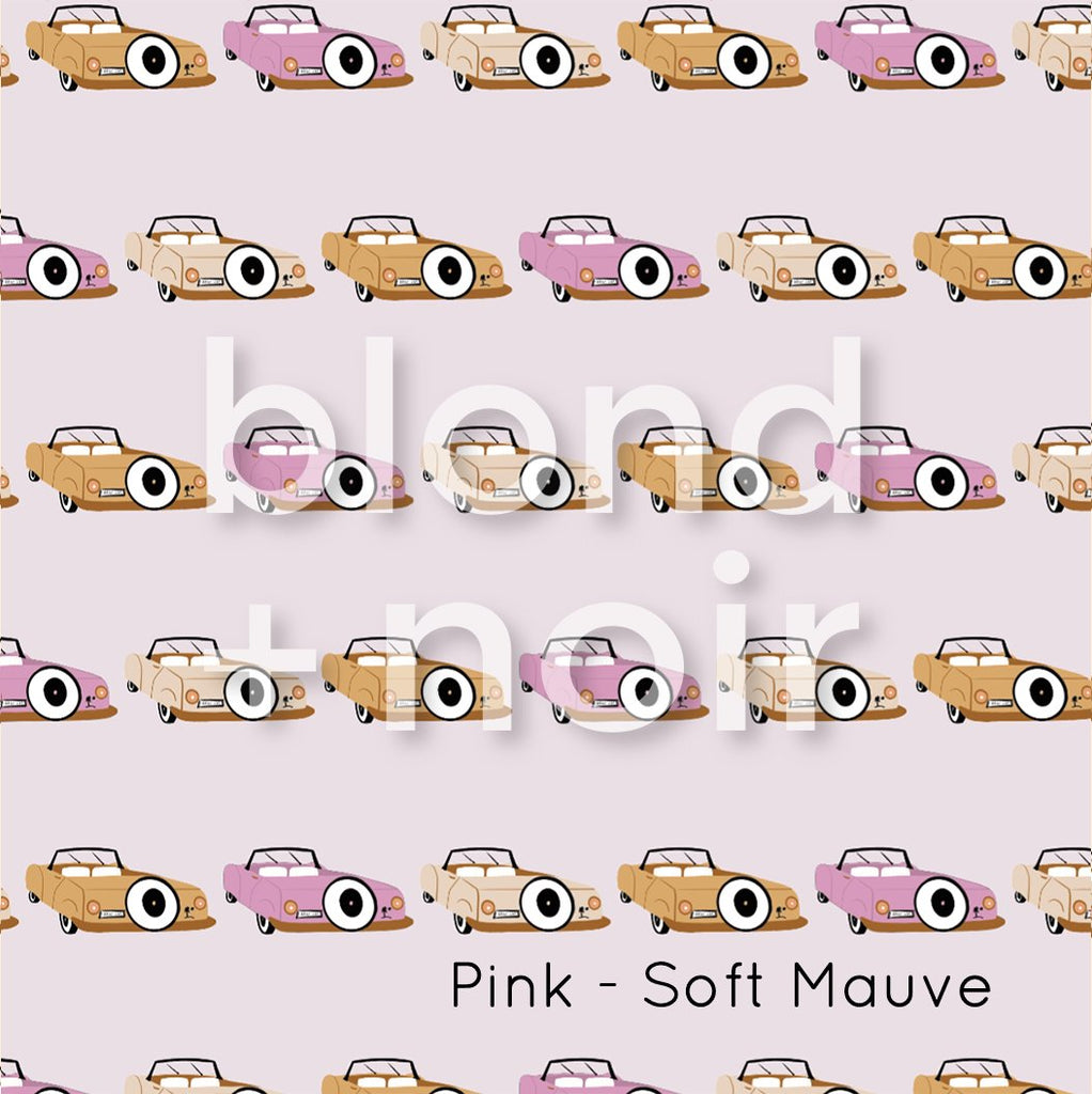 Retro Cars - Sage, Pink or Teal | Full & Half Wall Wallpaper Wallpaper Blond + Noir 
