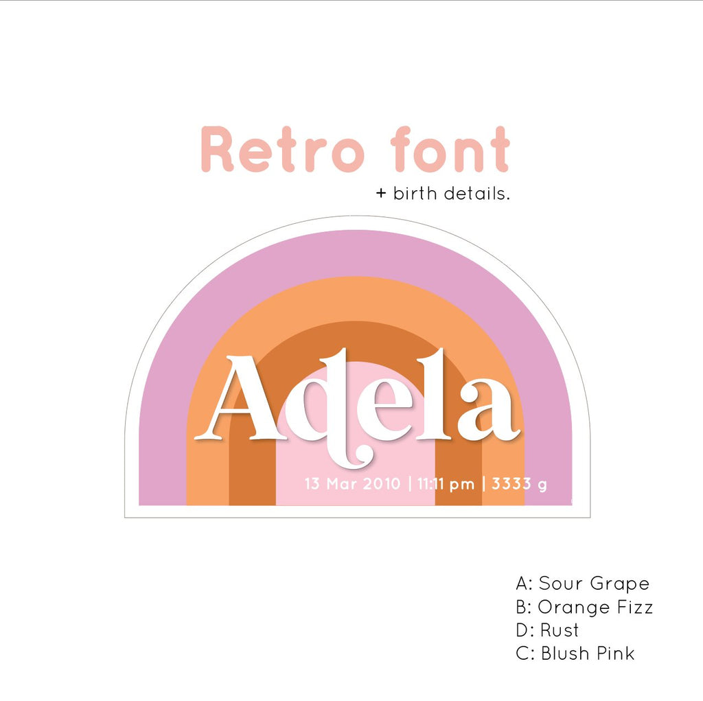 Retro Rainbow | Custom Acrylic Name | Birth Plaque Acrylic Name Letterly Australia 
