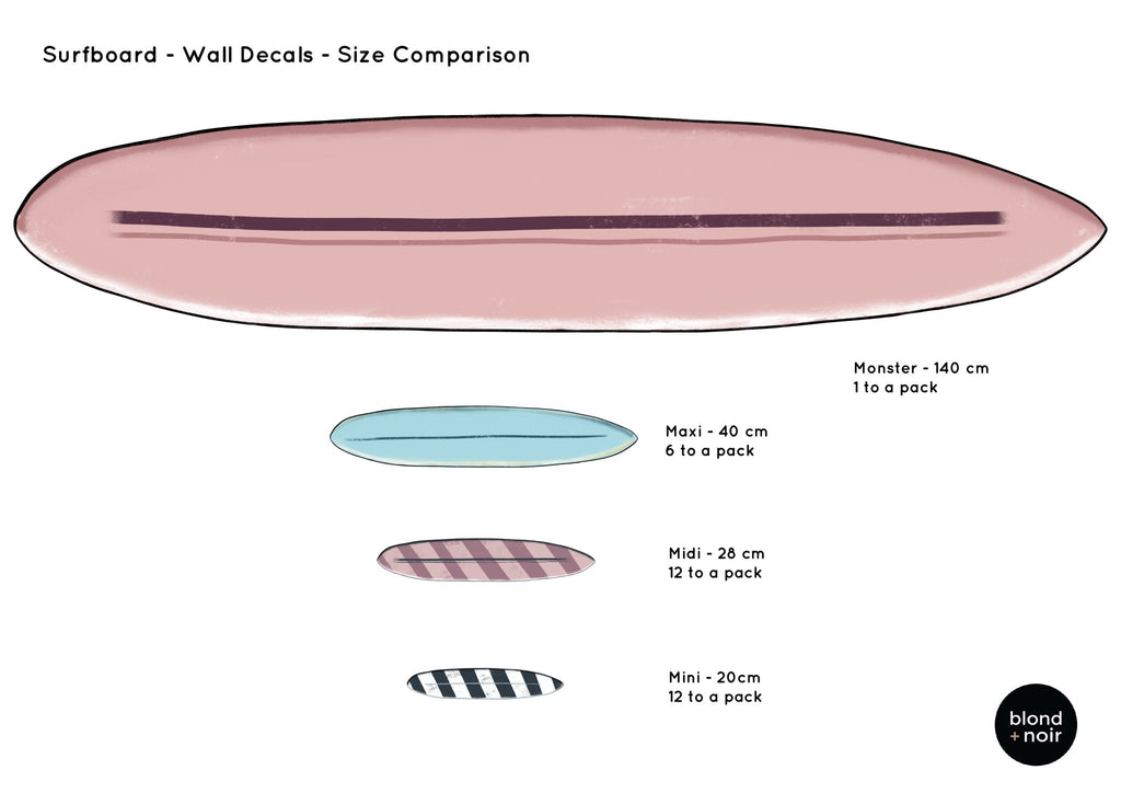 Retro Surfboards | Removable Fabric Wall Decals Wall Decals Blond + Noir 