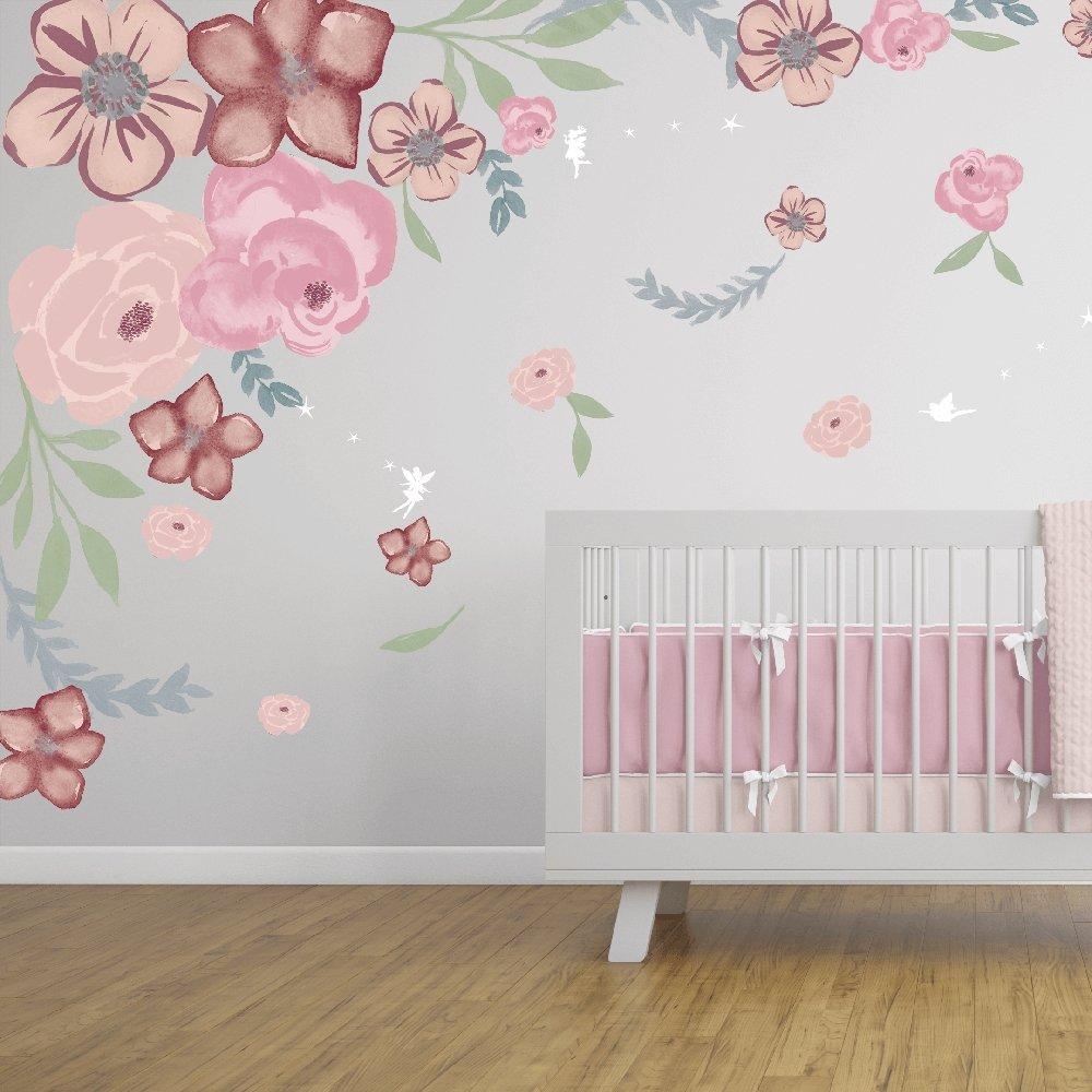 Secret Garden Florals | Removable Fabric Wall Decals Wall Decals Blond + Noir 
