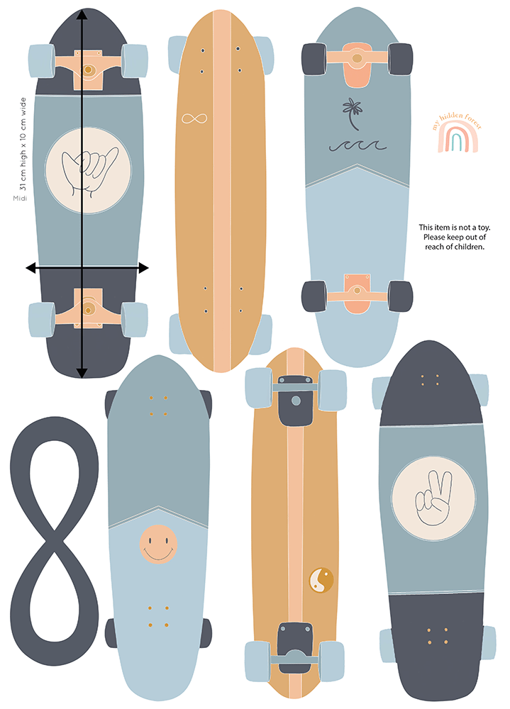 Skateboards | Removable Fabric Wall Decals Wall Decals My Hidden Forest 