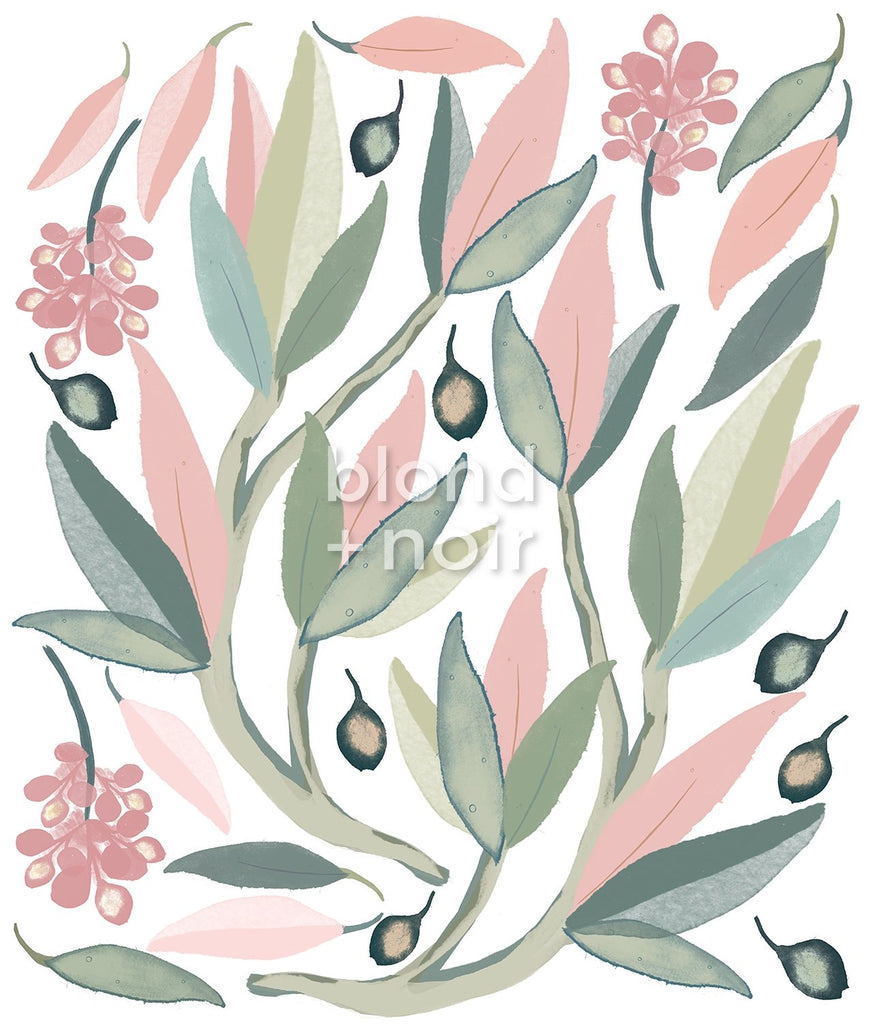 Snowy River Gum Leaves | Removable Fabric Wall Decals Wall Decals Blond + Noir 