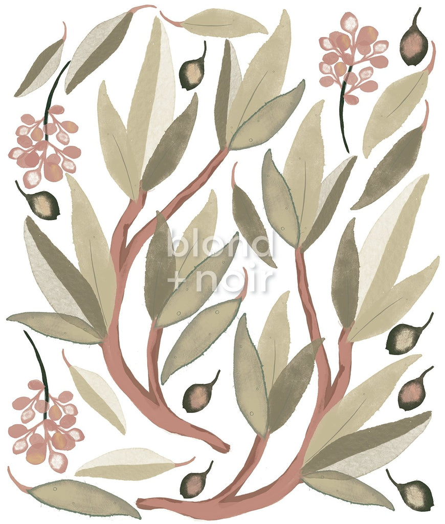 Snowy River Gum Leaves | Removable Fabric Wall Decals Wall Decals Blond + Noir 