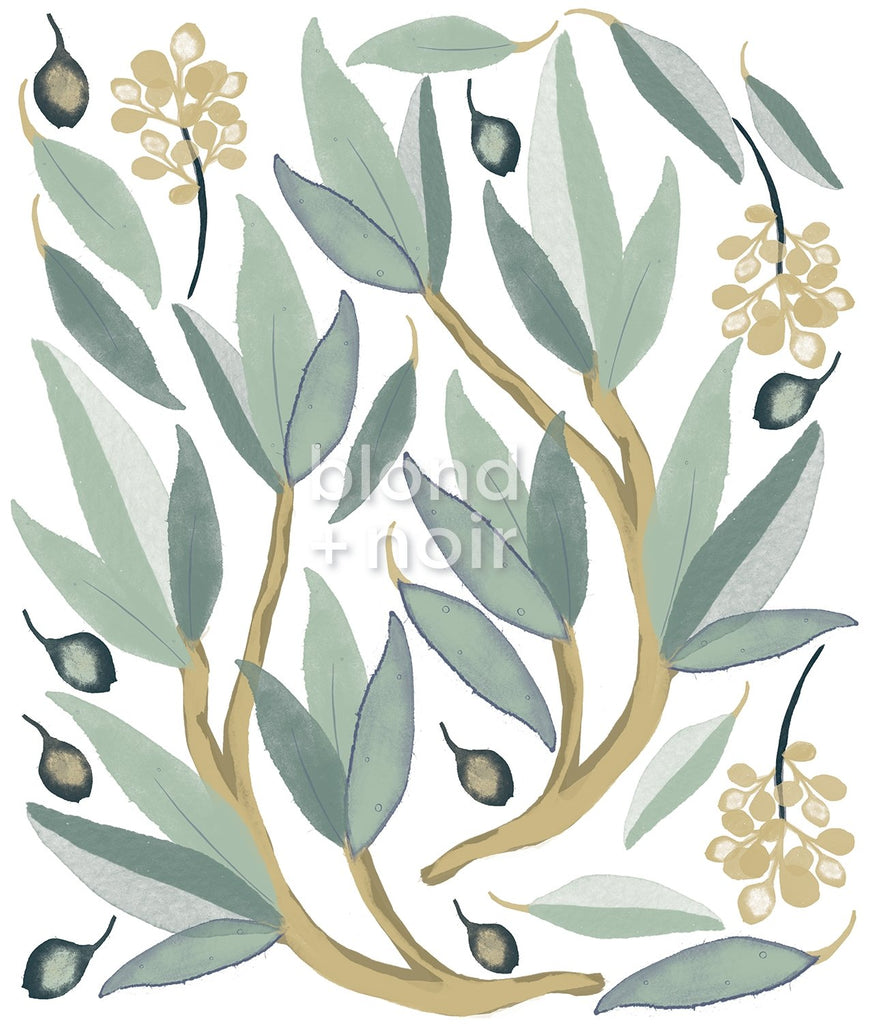 Snowy River Gum Leaves | Removable Fabric Wall Decals Wall Decals Blond + Noir 