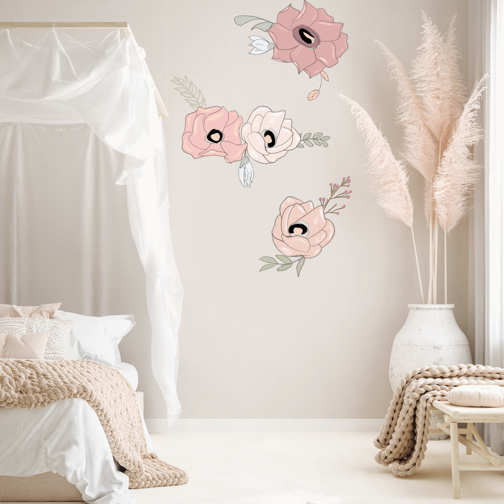 Sylvie Vintage Florals | Removable Fabric Wall Decals Wall Decals Blond + Noir 