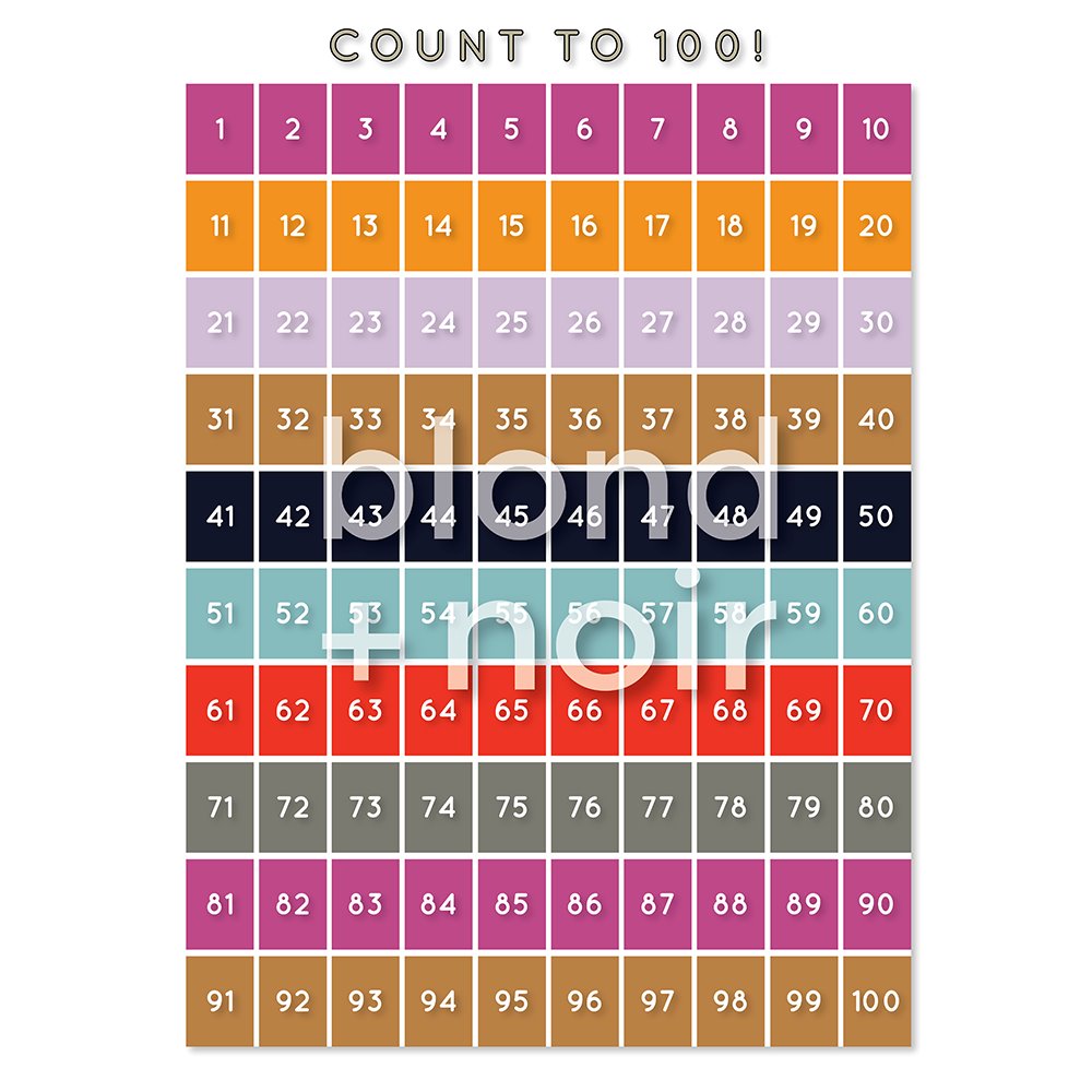 Times Tables, Count to 100 or Jumping Numbers | Wall Decals Wall Decals Blond + Noir 