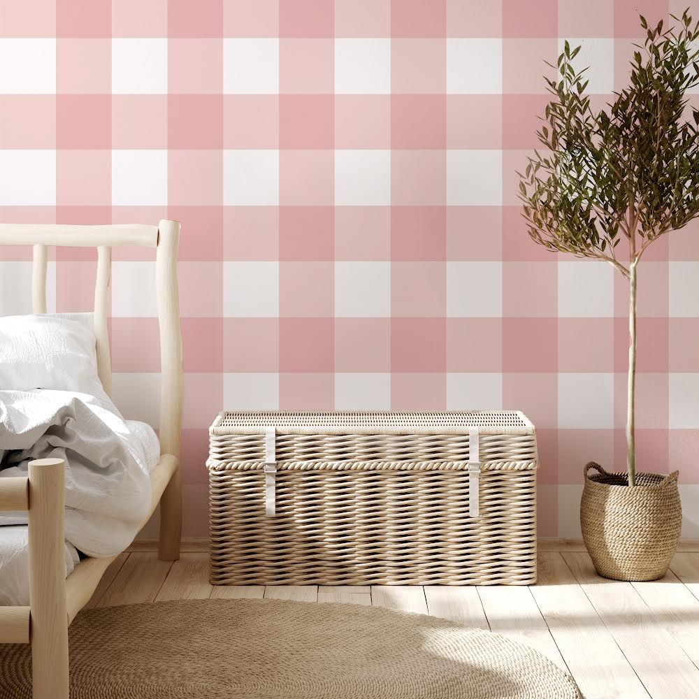 Traditional Gingham | Full & Half Wall Wallpaper Wallpaper Blond + Noir 