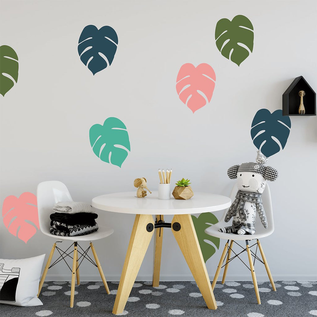 Tropical Monstera Leaves | Removable Fabric Wall Decals Wall Decals Blond + Noir 