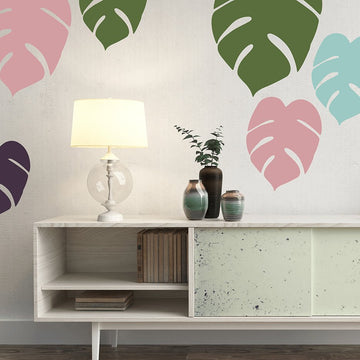 Tropical Monstera Leaves | Removable Fabric Wall Decals Wall Decals Blond + Noir 