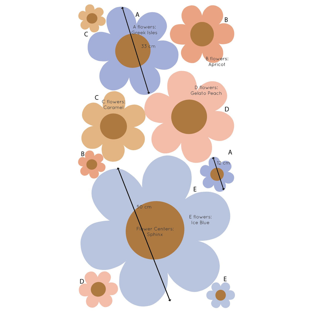 Über Happy Flowers | Wall Decals Wall Decals Blond + Noir 