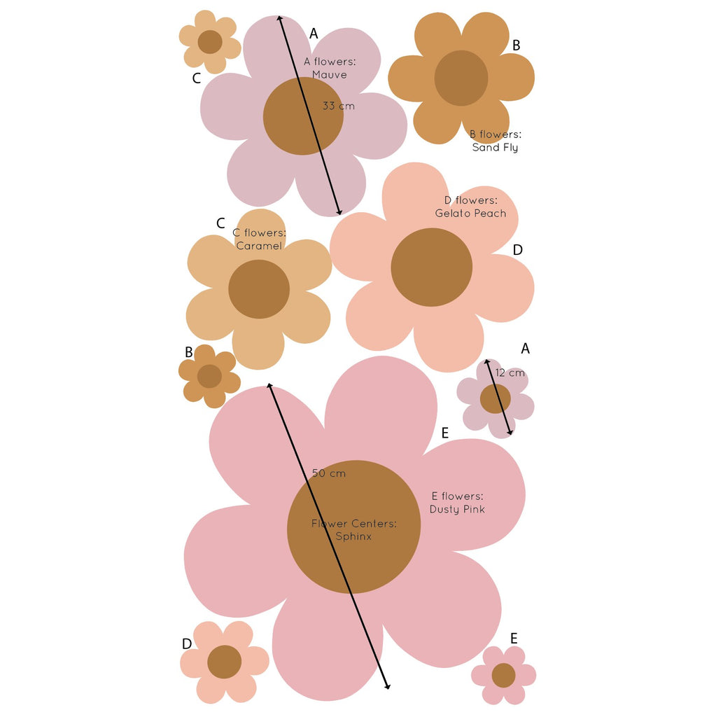 Über Happy Flowers | Wall Decals Wall Decals Blond + Noir 