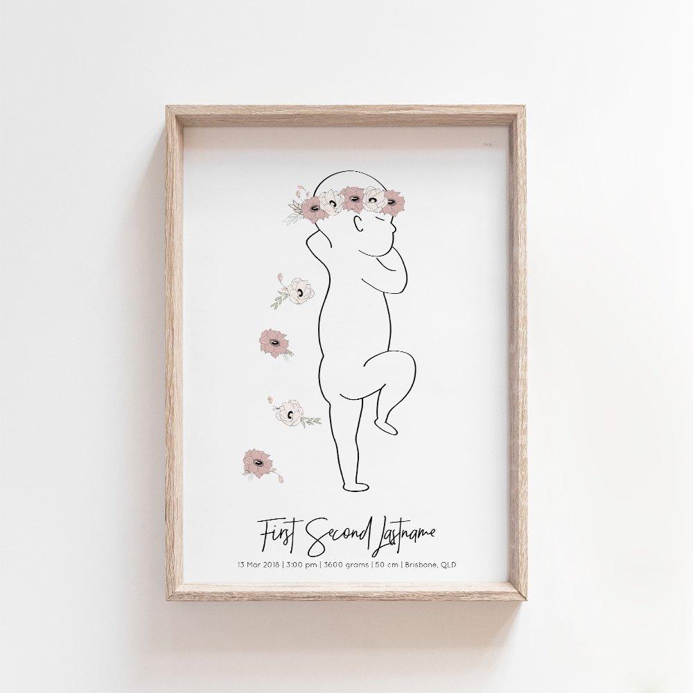 Vintage Flower Crown Zero Print | 1:1 Birth Print Birth Print Blond + Noir 