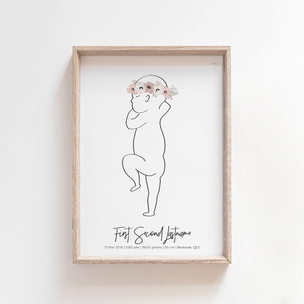 Vintage Flower Crown Zero Print | 1:1 Birth Print Birth Print Blond + Noir 