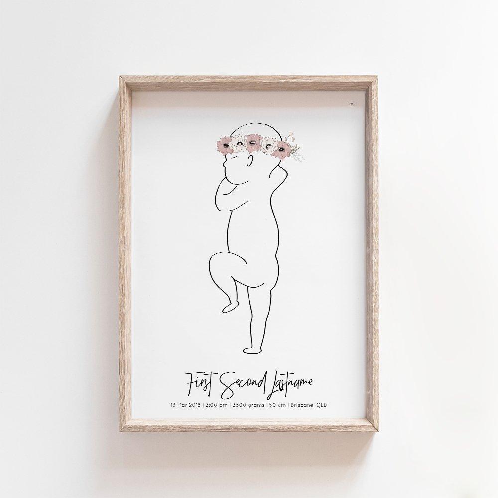 Vintage Flower Crown Zero Print | 1:1 Birth Print Birth Print Blond + Noir 