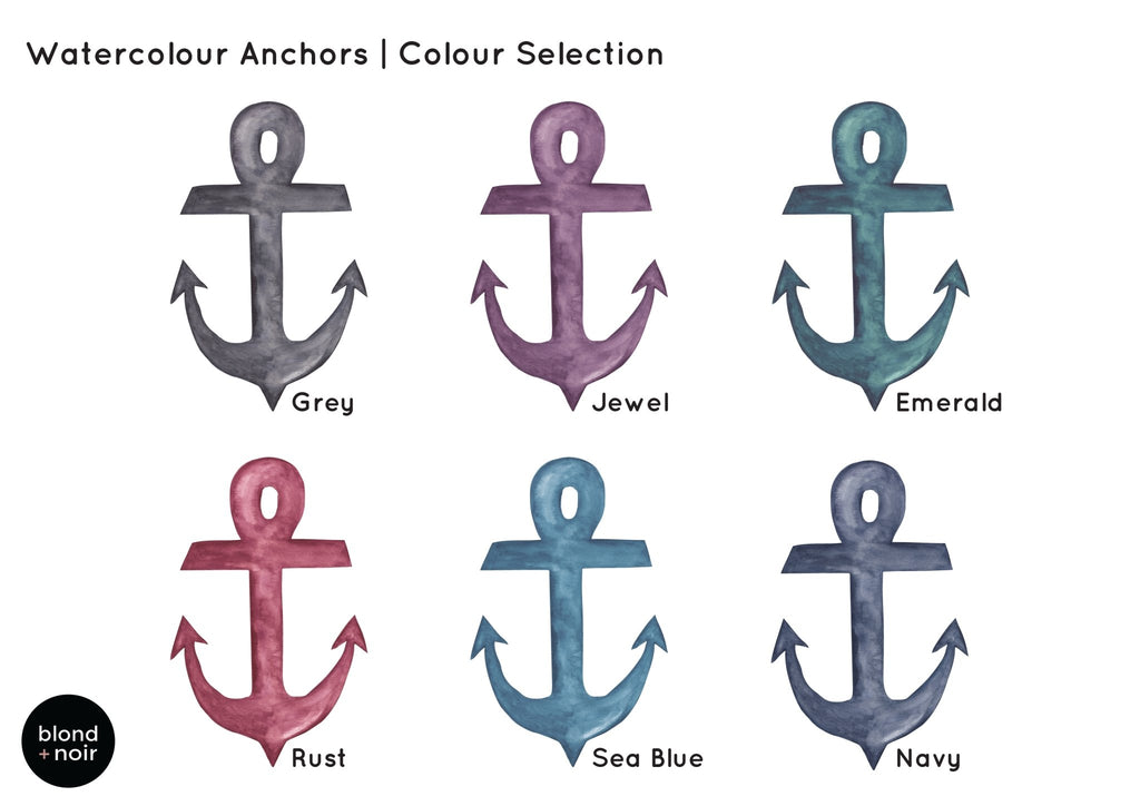 Watercolour Anchors | Removable Fabric Wall Decals Wall Decals Blond + Noir 