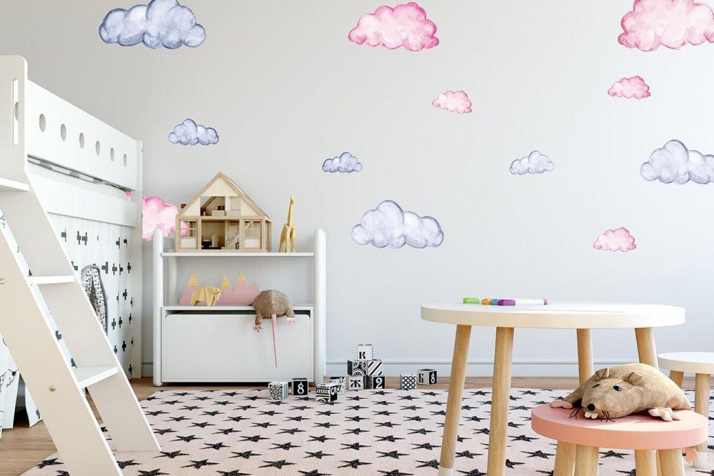 Watercolour Clouds | Removable Fabric Wall Decals Wall Decals Blond + Noir 