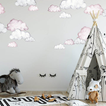 Watercolour Clouds | Removable Fabric Wall Decals Wall Decals Blond + Noir 