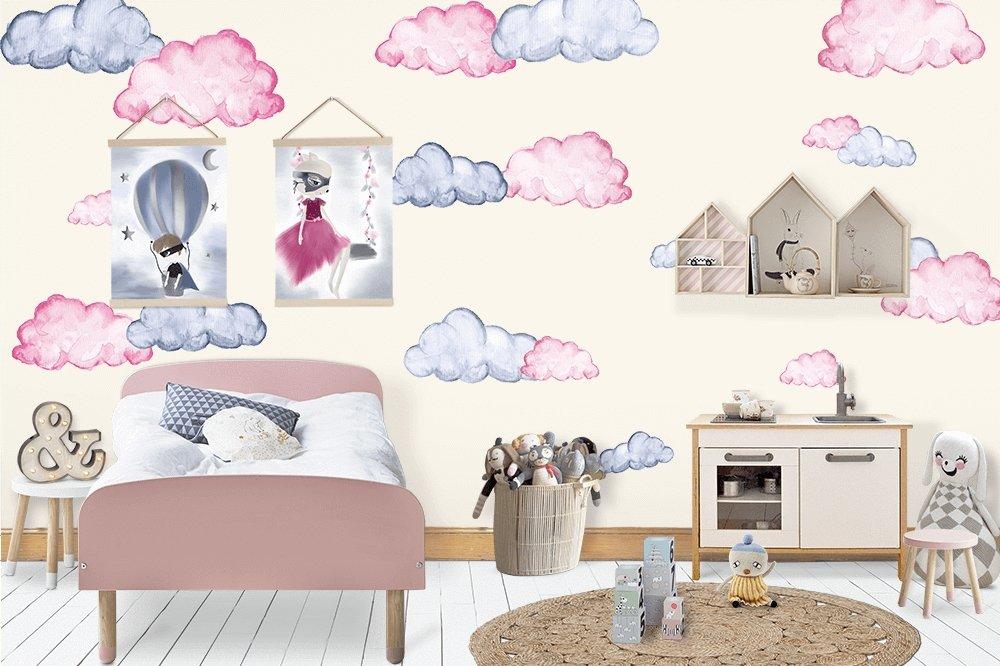 Watercolour Clouds | Removable Fabric Wall Decals Wall Decals Blond + Noir 