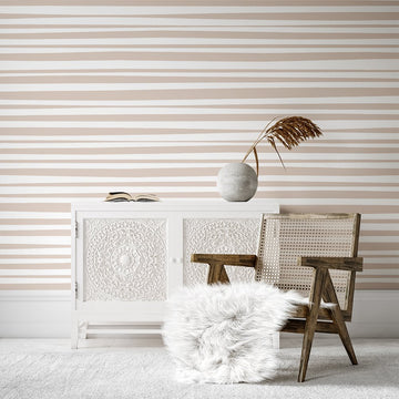 Wavy Stripes | Full & Half Wall Wallpaper Wallpaper Blond + Noir 